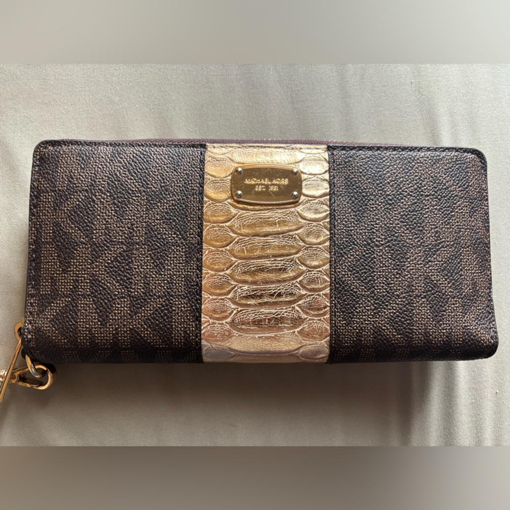 Michael Kors Snakeskin Logo Wristlet